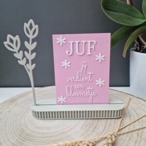 Kaarthouder (khaki-pink) met bloem